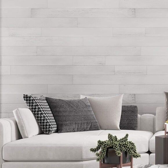 Art3d 10-Sheets Peel and Stick Reclaimed Barn Wood Planks for Wall White-Washed - Picture 2 of 9